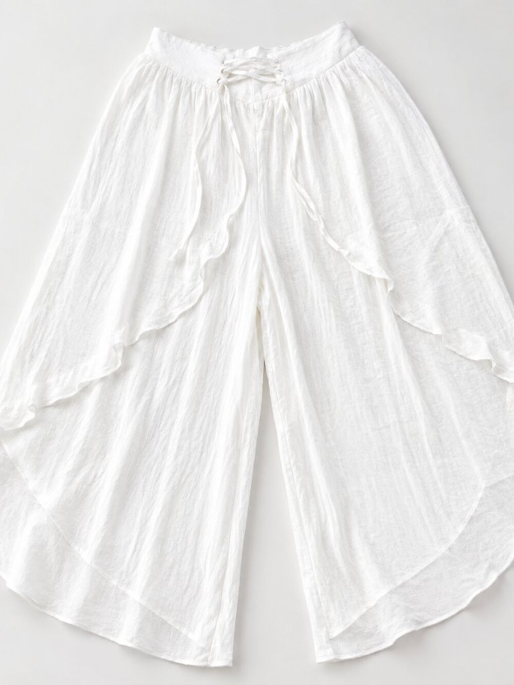 Juniors White Ruffled Palazzo Pant Wide Leg Overlay Beach Resort by First Choice